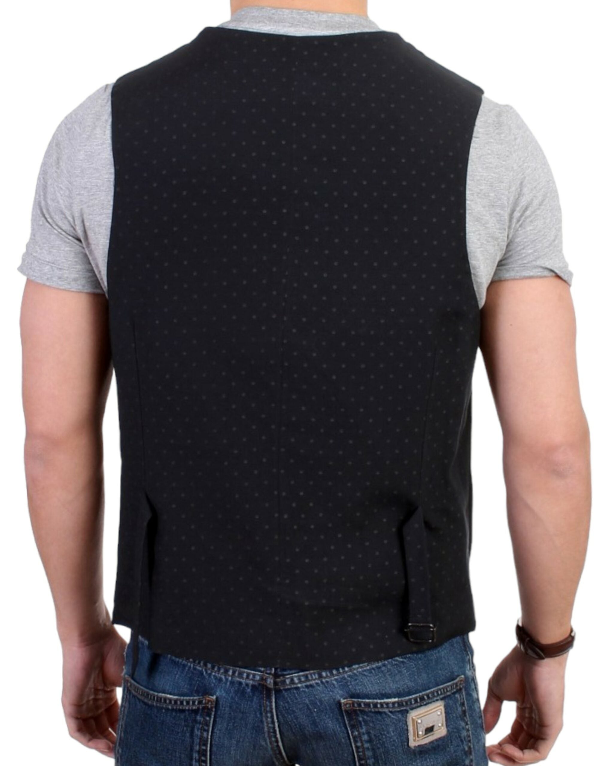 Elegant Black Wool Blend Casual Vest - ventzia