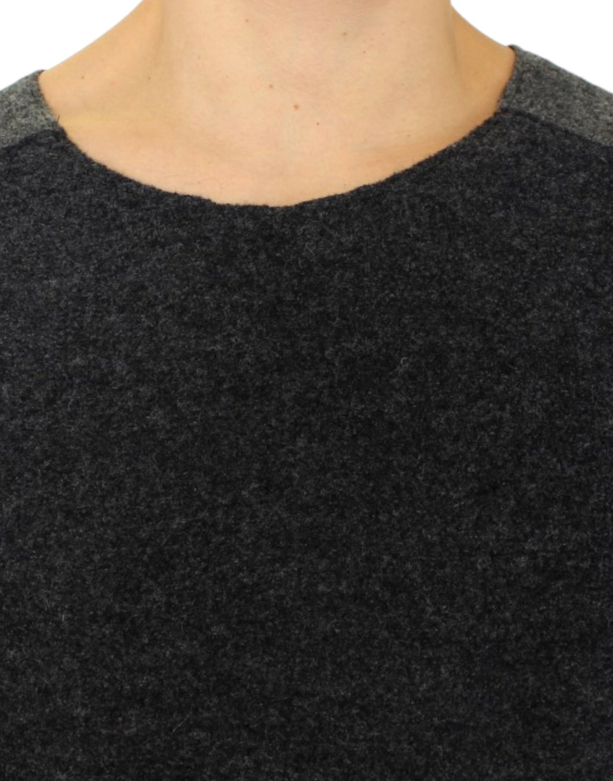 Chic Gray Wool Crewneck Sweater - ventzia