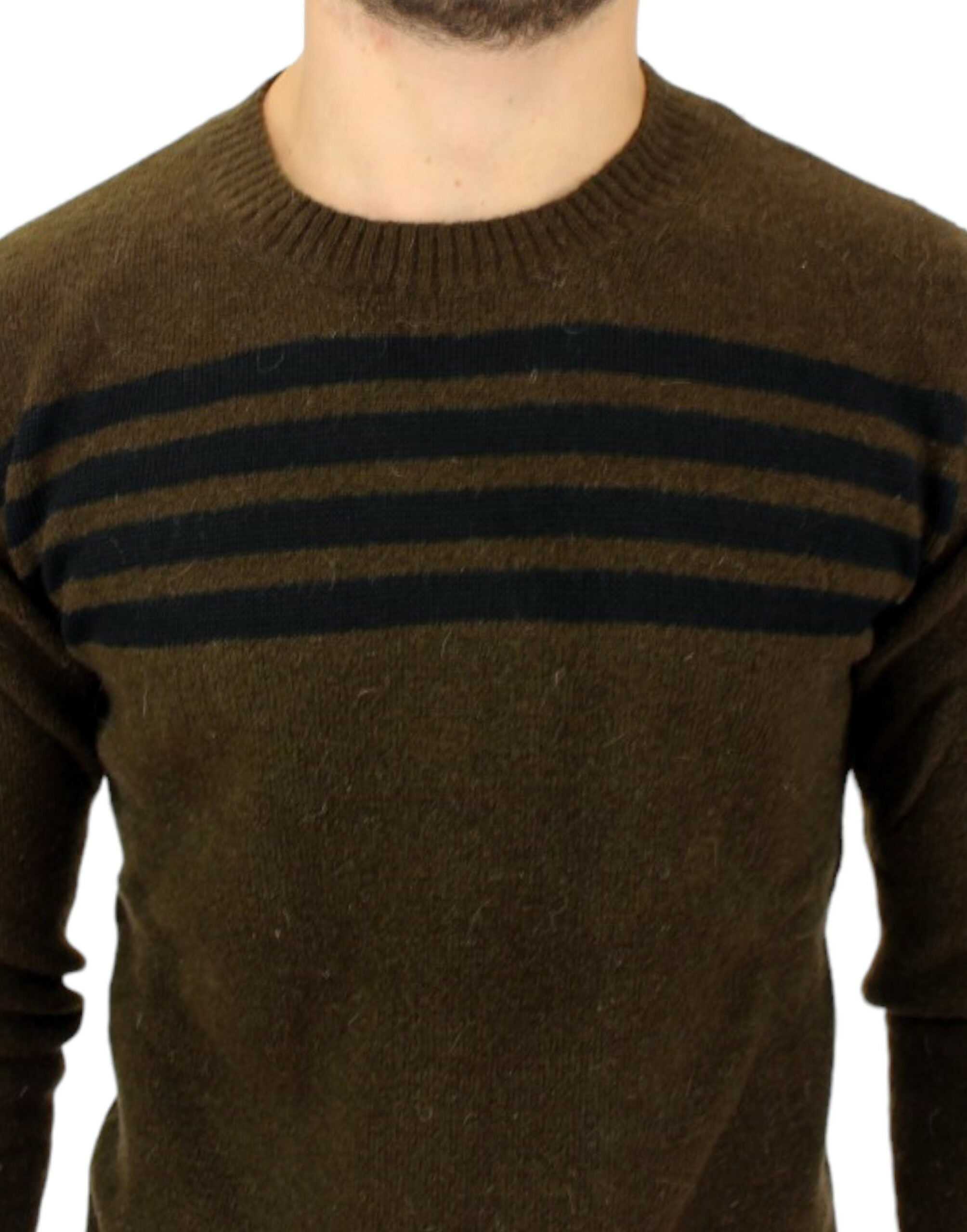 Elegant Crewneck Striped Sweater Pullover - ventzia