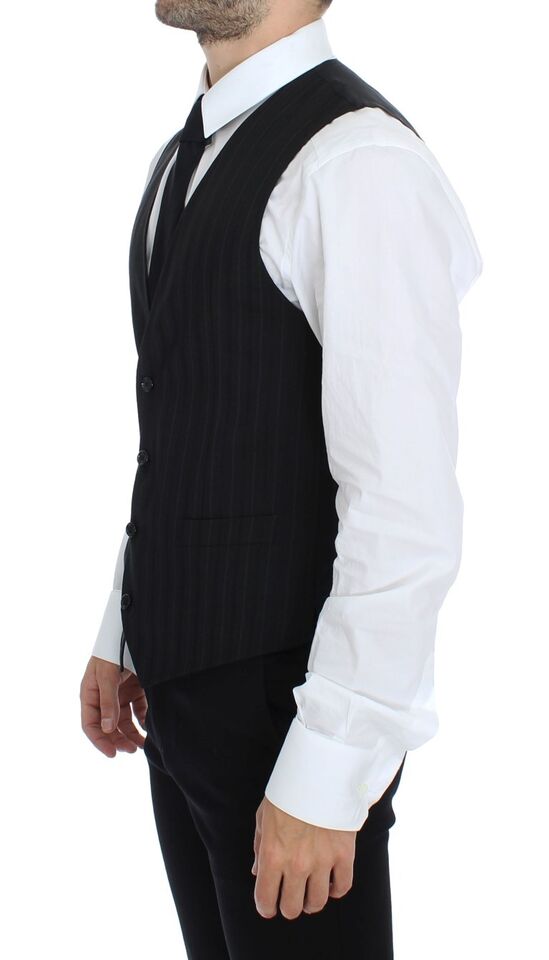 Elegant Striped Wool Dress Vest - ventzia