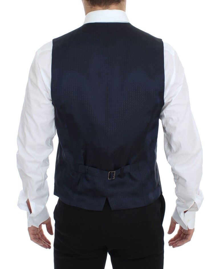 Elegant Gray Striped Dress Vest - ventzia