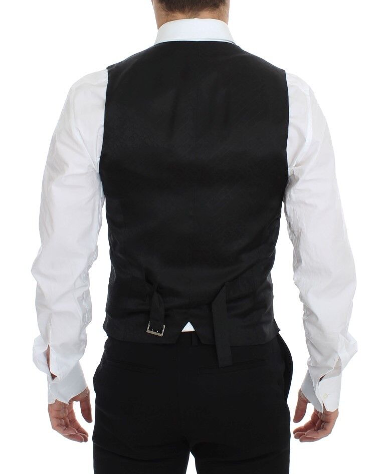Elegant Blue Wool Dress Vest - ventzia