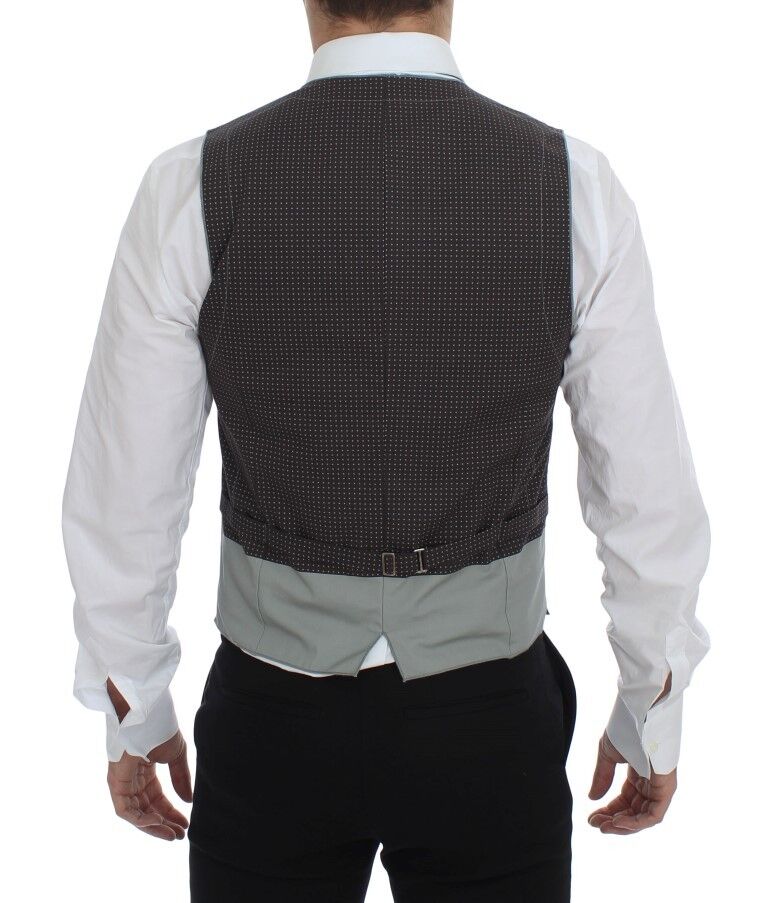 Elegant Gray Cotton Dress Vest - ventzia