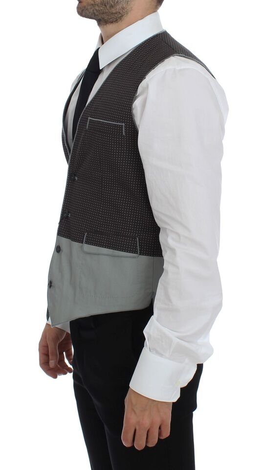 Elegant Gray Cotton Dress Vest - ventzia