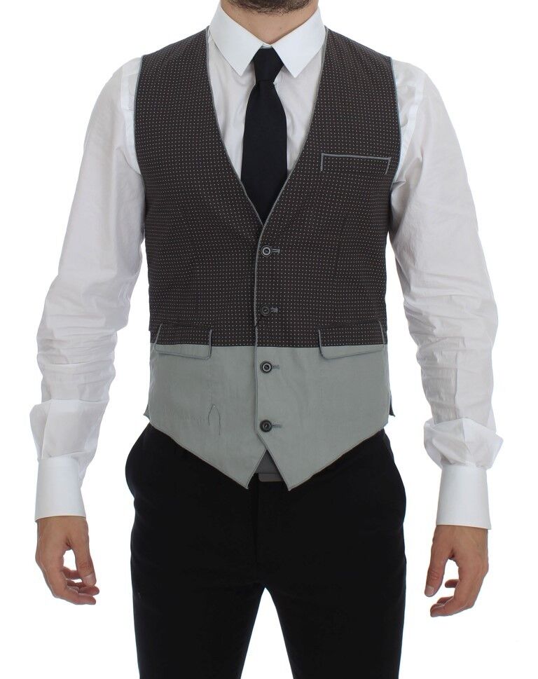 Elegant Gray Cotton Dress Vest - ventzia