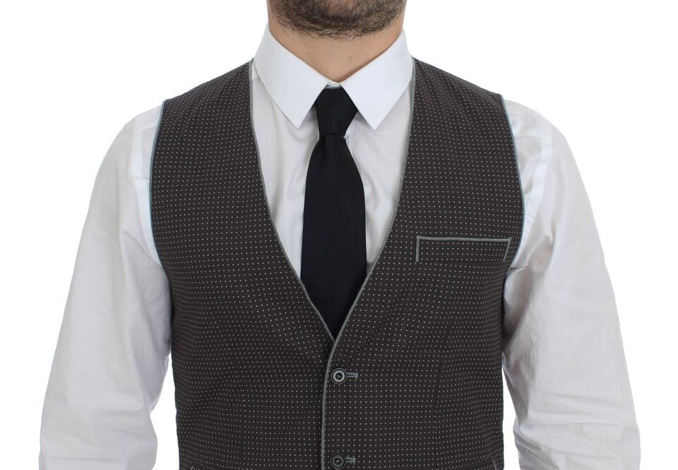 Elegant Gray Cotton Dress Vest - ventzia