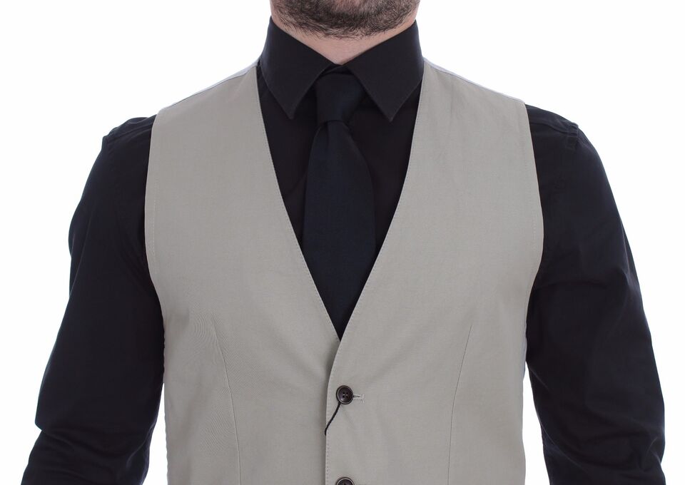 Chic Beige Single Breasted Dress Vest - ventzia