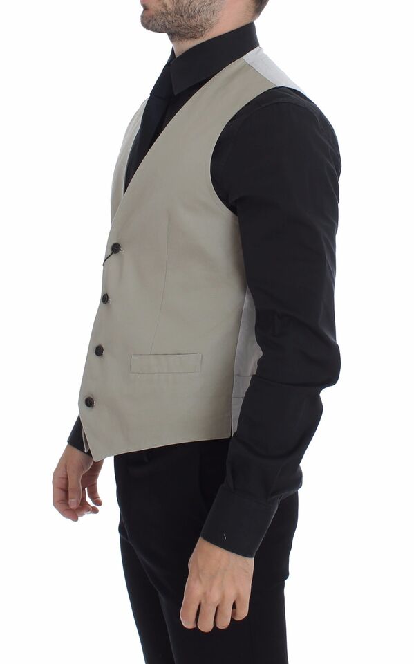 Chic Beige Single Breasted Dress Vest - ventzia