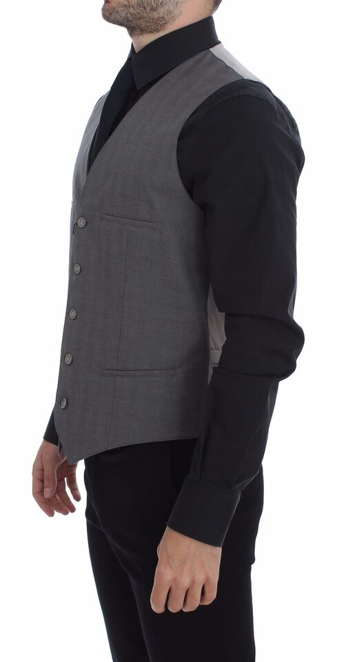 Elegant Gray Slim Fit Dress Vest - ventzia
