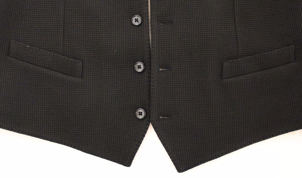 Elegant Black Silk Dress Vest - ventzia