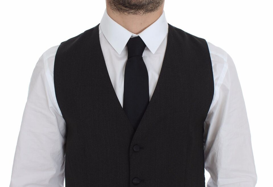 Classic Gray Wool Blend Dress Vest - ventzia