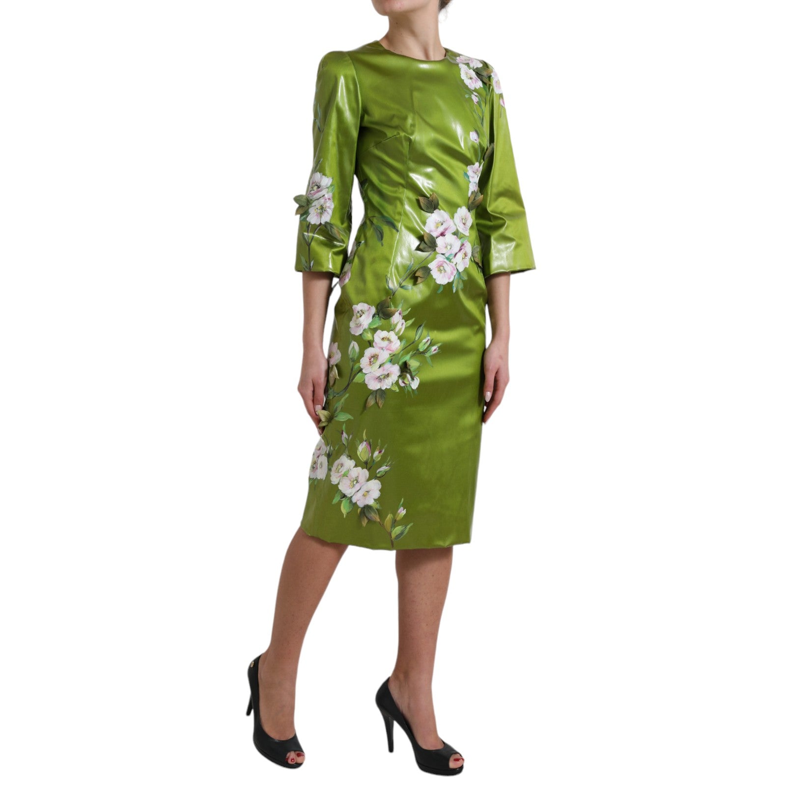 Floral Elegance Midi Sheath Dress - ventzia