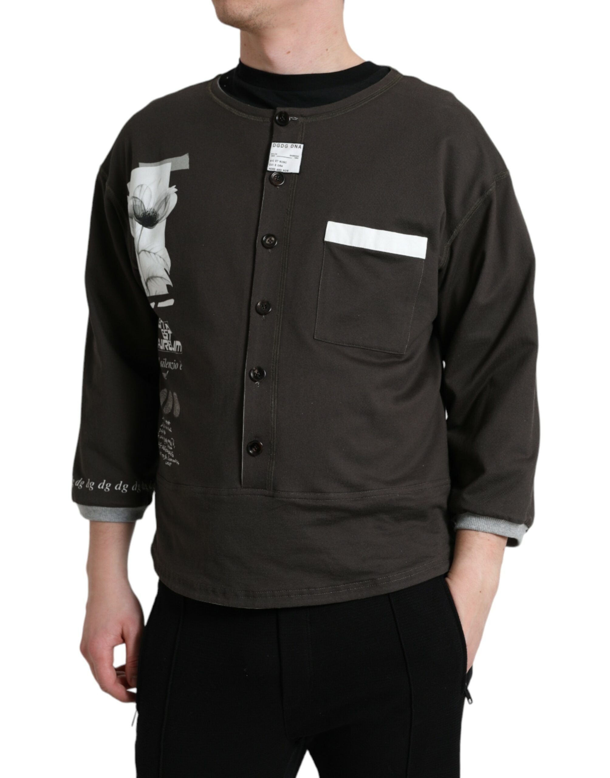 Dark Gray Cotton Button Down Pullover Sweater - ventzia
