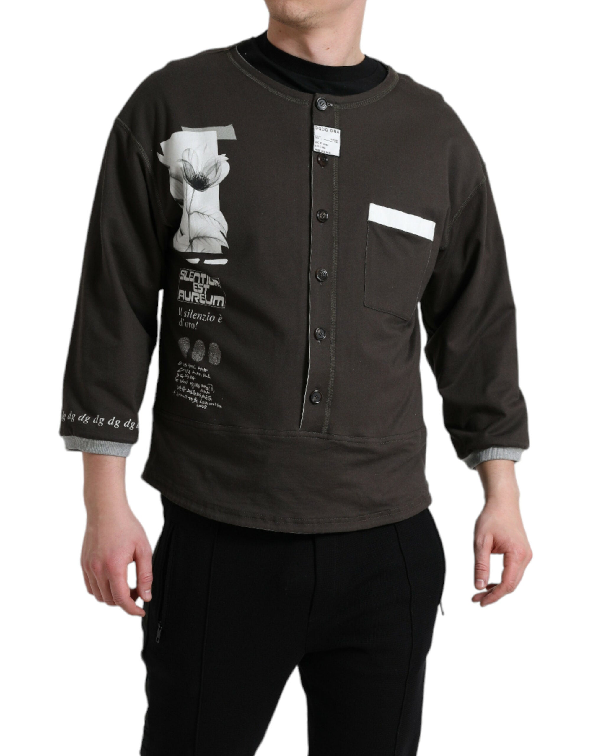 Dark Gray Cotton Button Down Pullover Sweater - ventzia