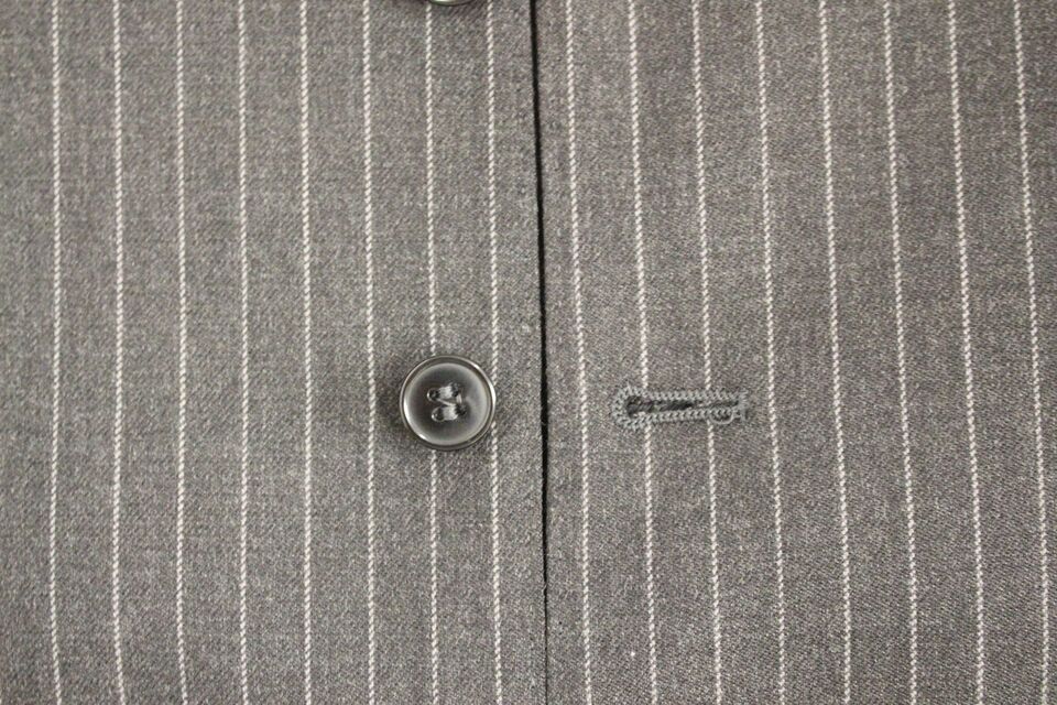Elegant Gray Striped Wool Dress Vest - ventzia