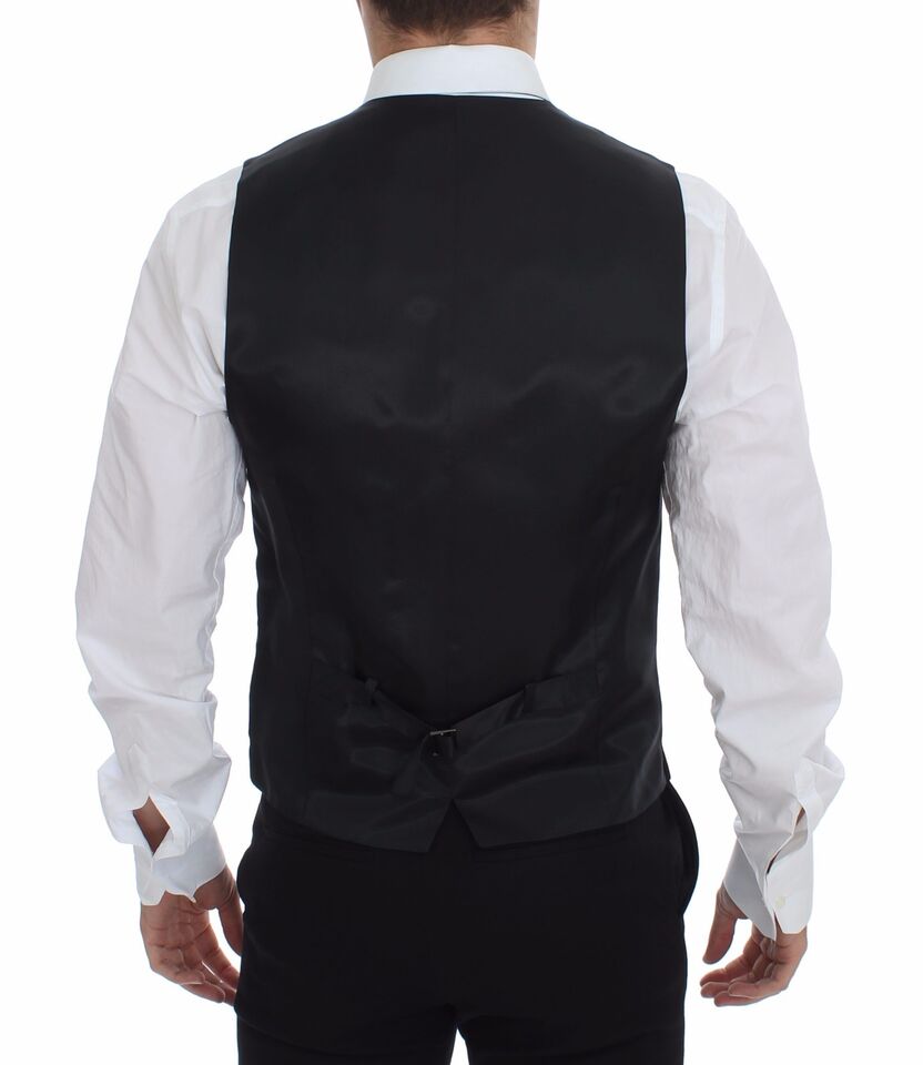 Elegant Striped Gray Dress Vest - ventzia