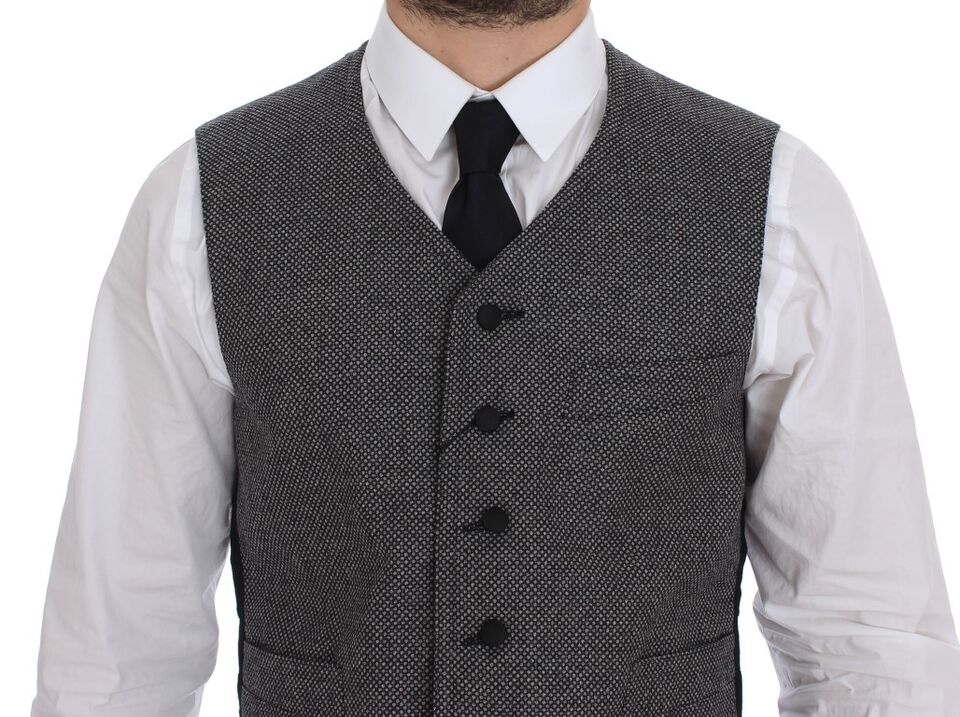 Elegant Single Breasted Gray Dress Vest - ventzia