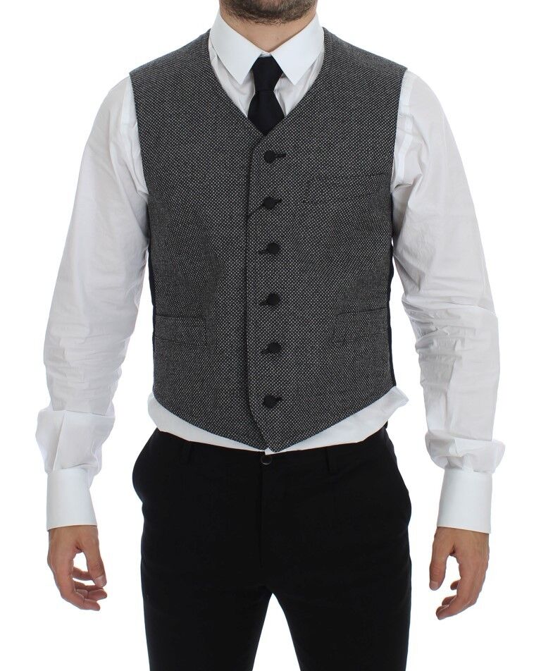 Elegant Single Breasted Gray Dress Vest - ventzia