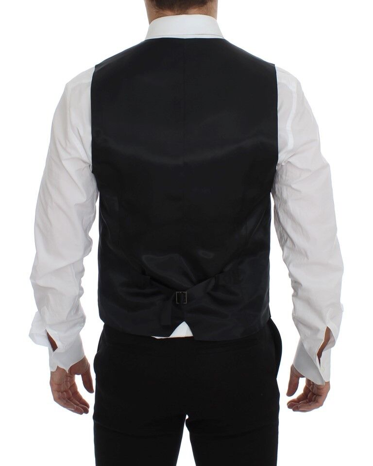 Elegant Gray Wool Blend Dress Vest - ventzia