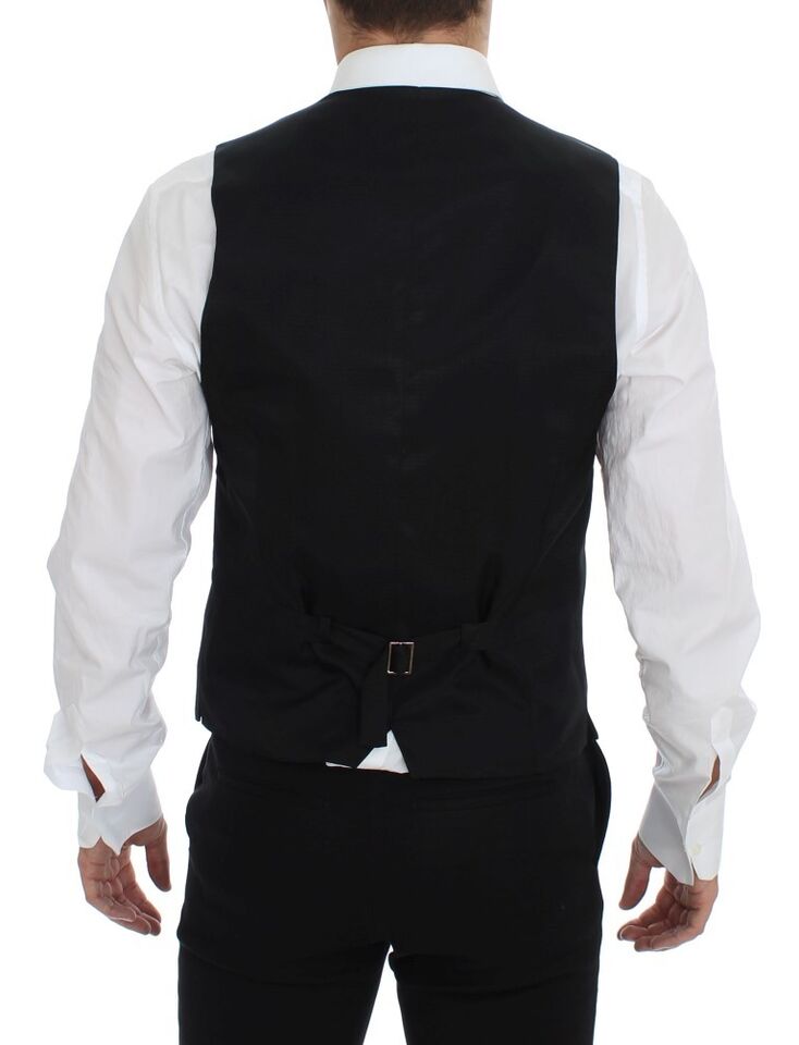 Elegant Gray Wool Dress Vest - ventzia