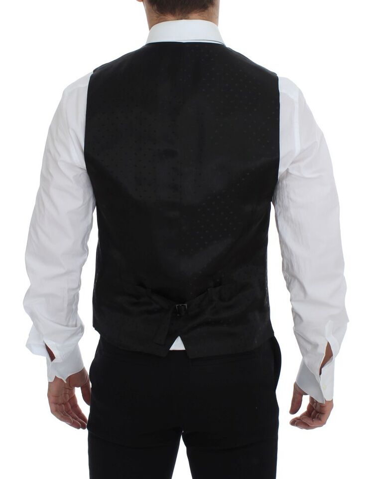 Elegant Gray Wool Formal Dress Vest - ventzia