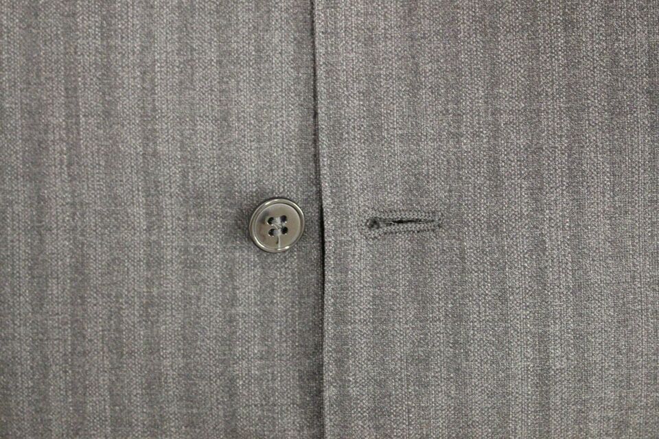 Elegant Gray Striped Wool Dress Vest - ventzia