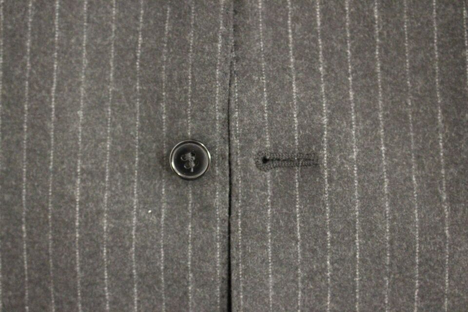 Elegant Gray Striped Wool Dress Vest - ventzia