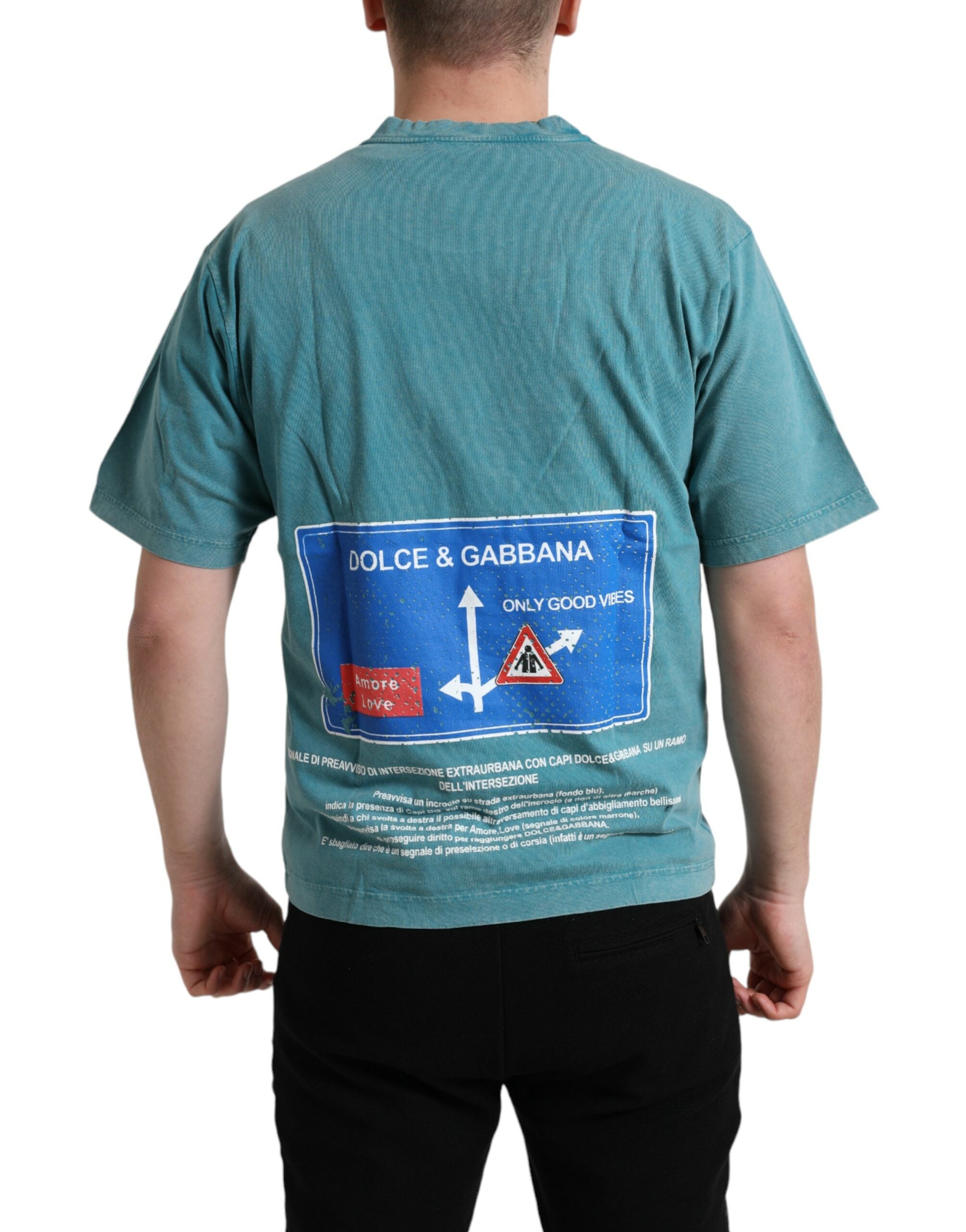 Blue Cotton Milano Street Round Neck T-shirt - ventzia
