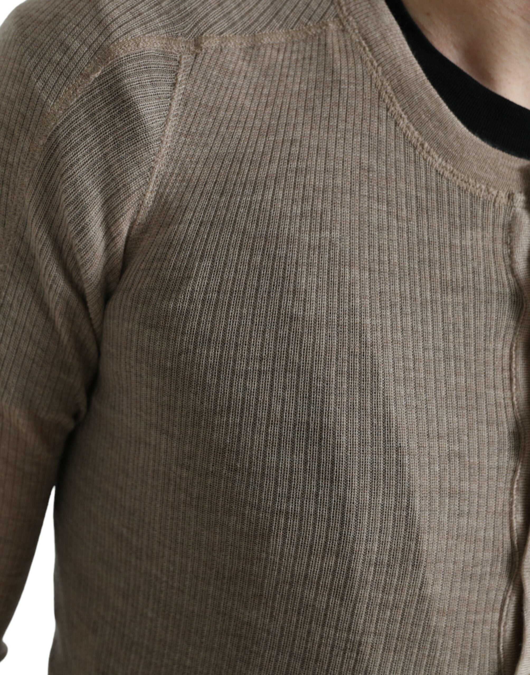 Henley Pullover Beige Cashmere Sweater - ventzia