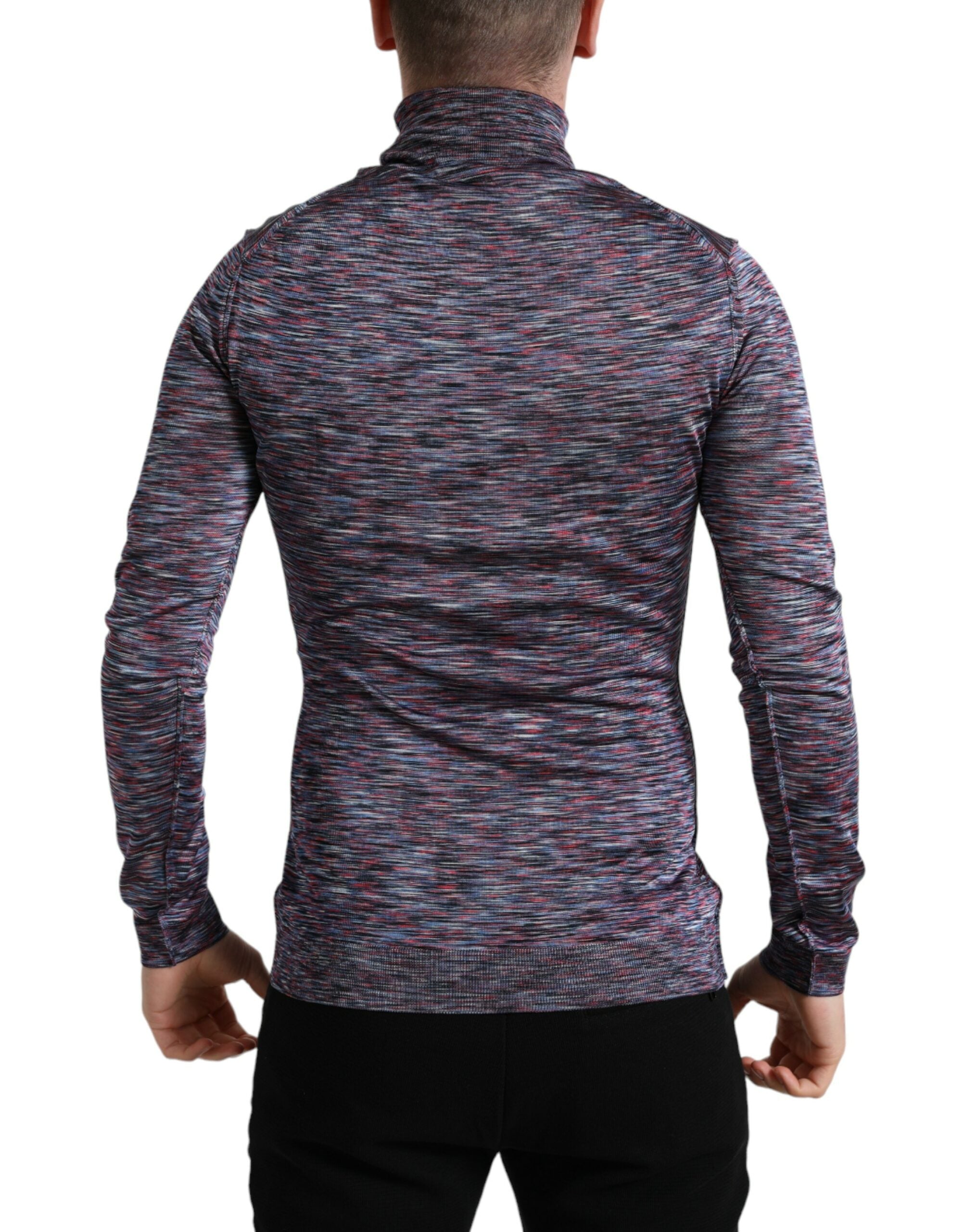 Blue Purple Turtleneck Pullover Sweater - ventzia