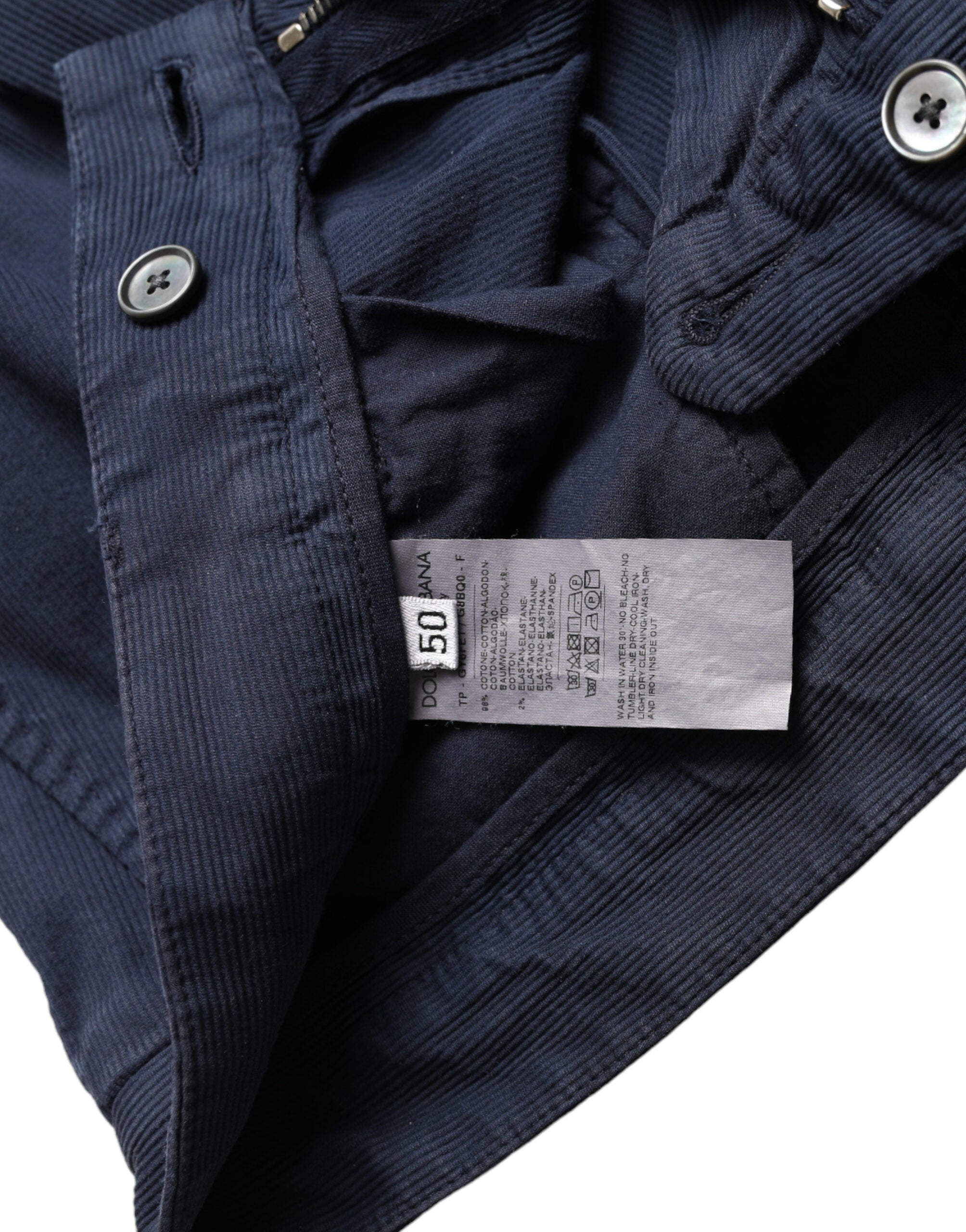 Dark Blue Cotton Stretch Slim Fit Dress Pants - ventzia