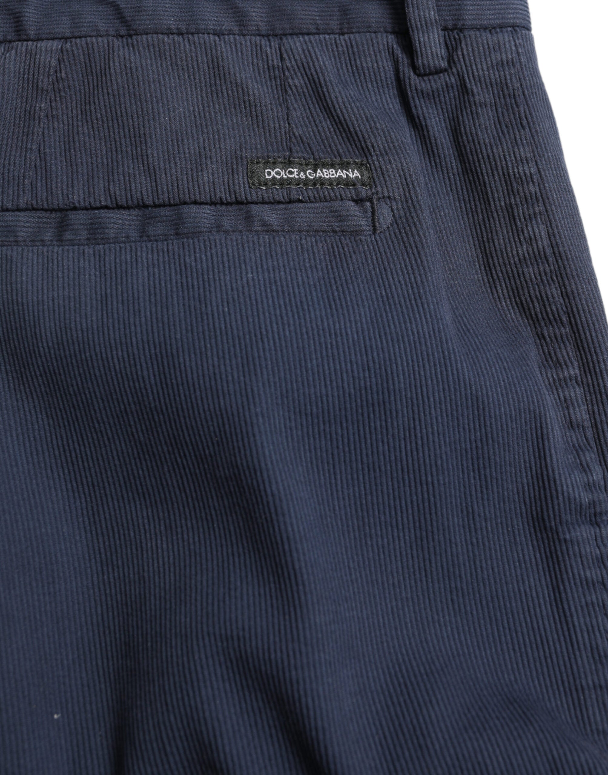 Dark Blue Cotton Stretch Slim Fit Dress Pants - ventzia