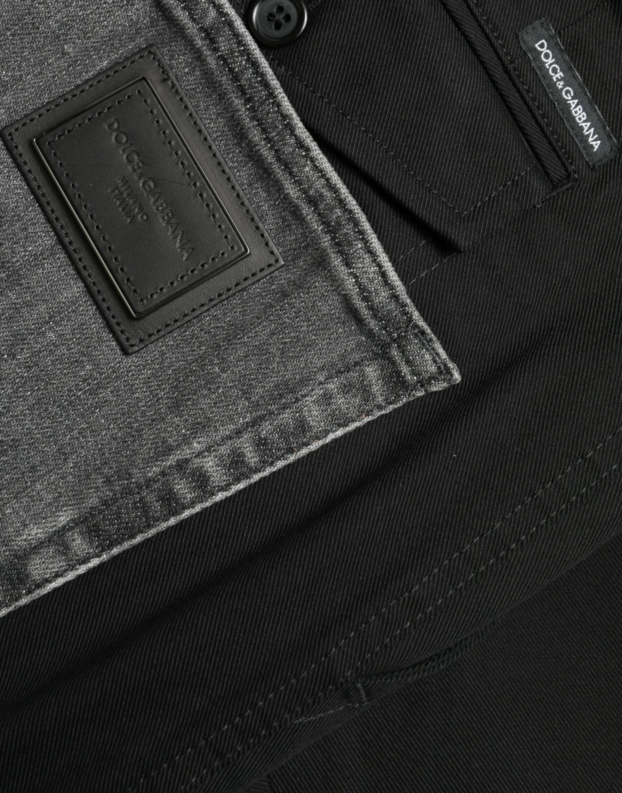 Black Gray slim Cotton Denim Jeans - ventzia
