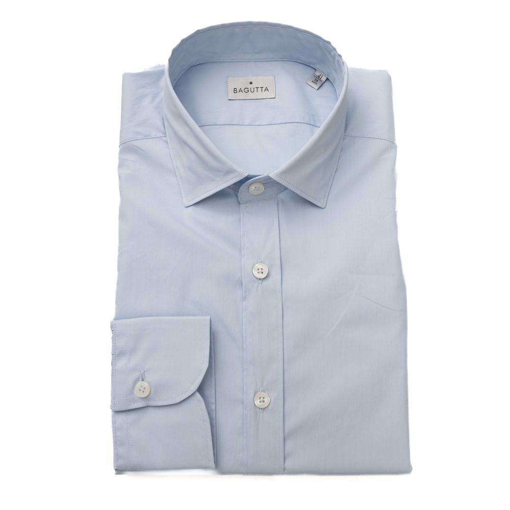 Light Blue Cotton Men Shirt - ventzia