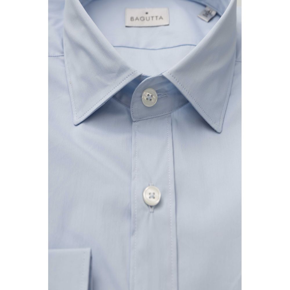 Light Blue Cotton Men Shirt - ventzia