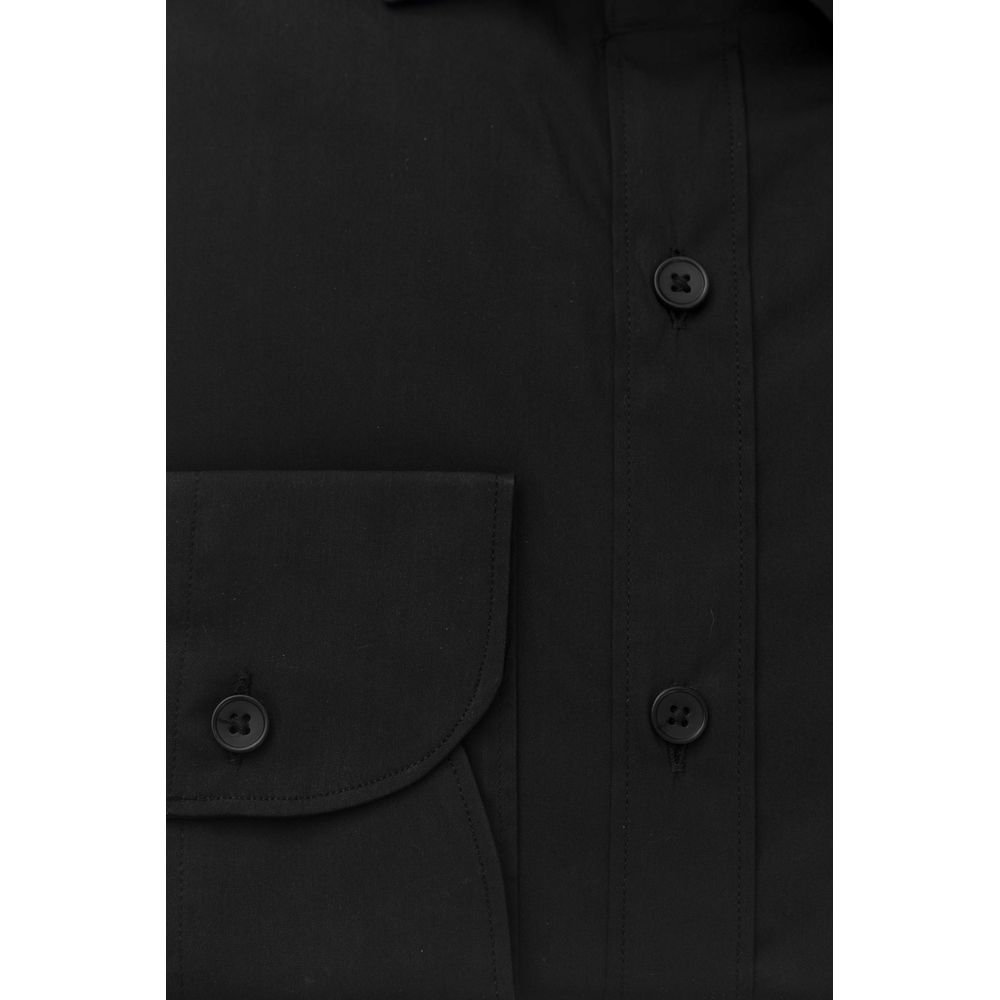 Black Cotton Men Shirt - ventzia