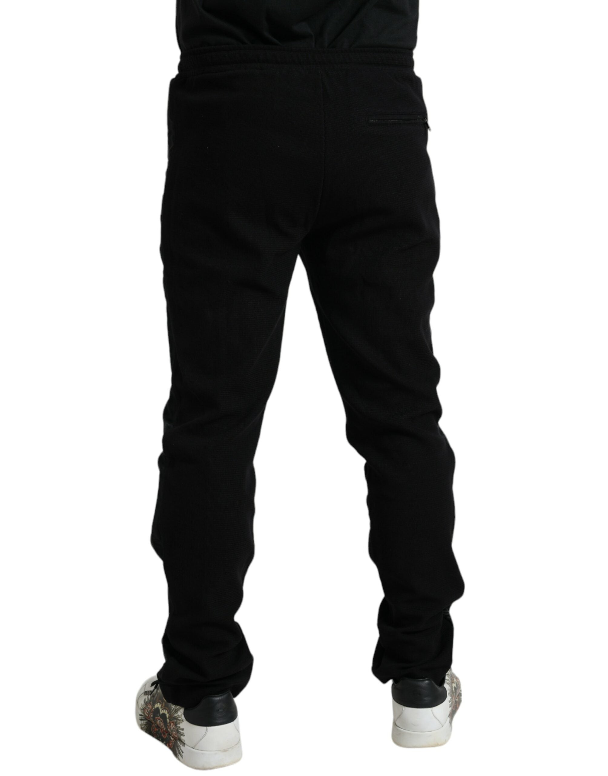 Black Cotton Blend Jogger Sweatpants Pants - ventzia