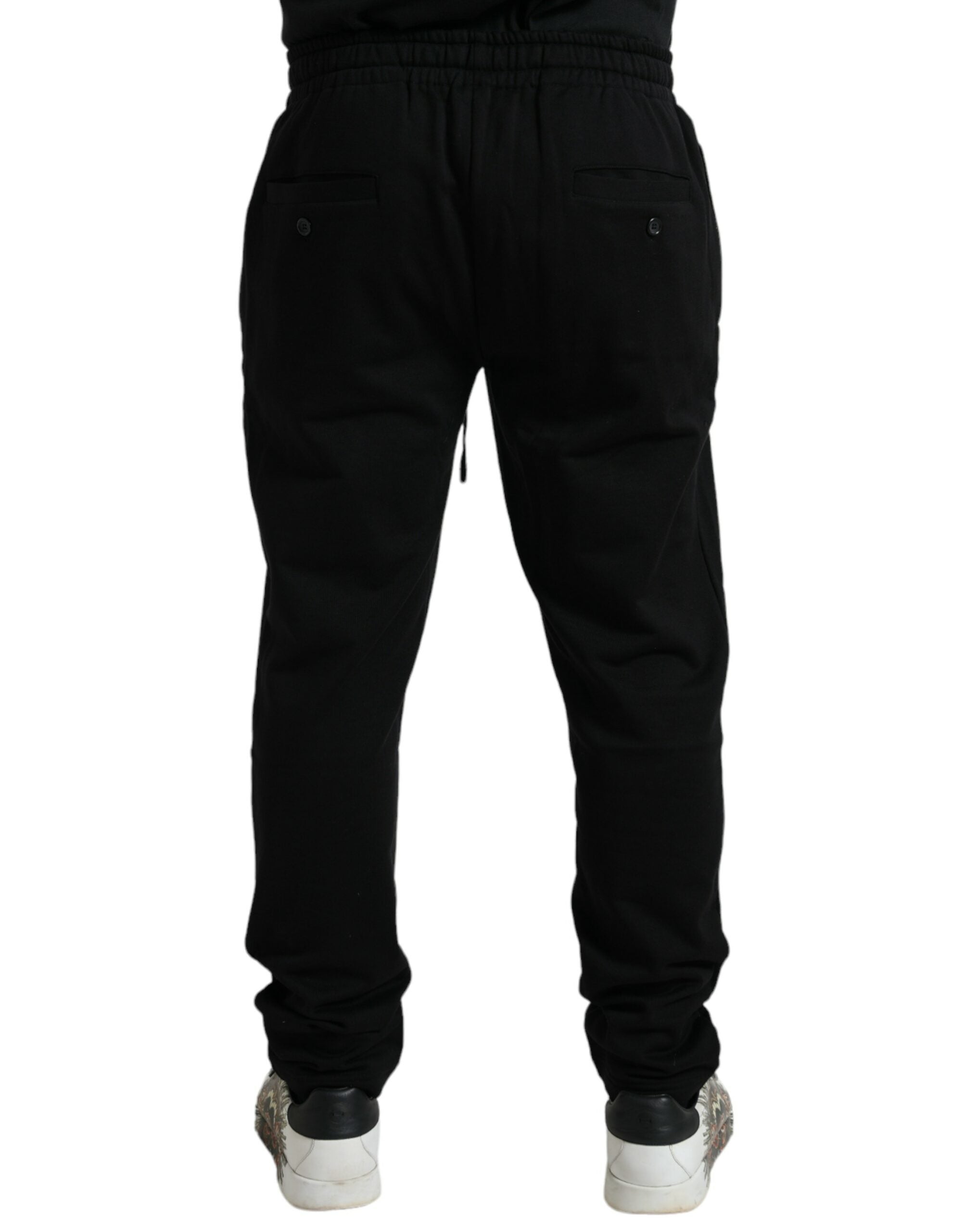 Black Cotton Logo Jogger Men Sweatpants Pants - ventzia