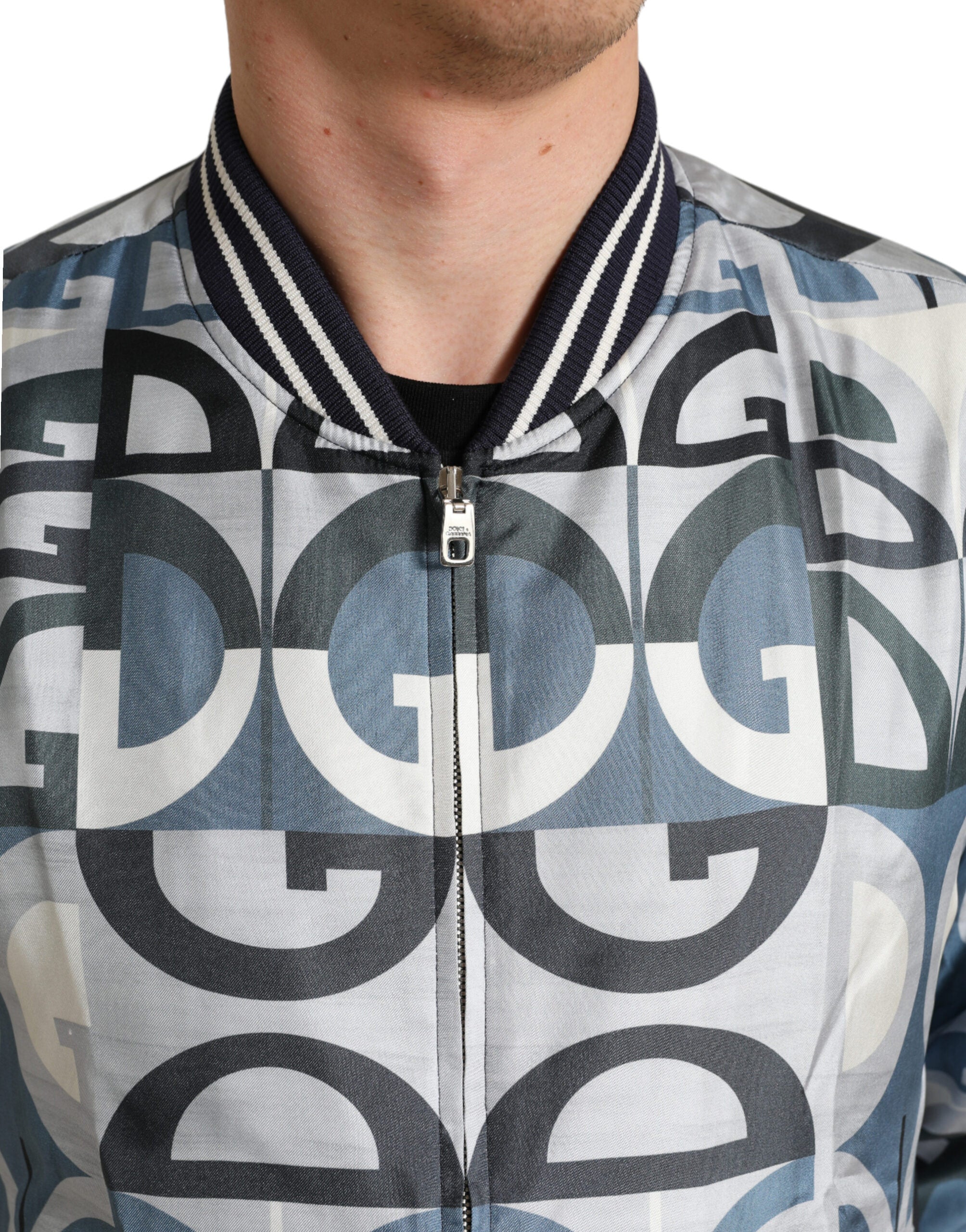 Multicolor Logo Print Bomber Blouson Jacket - ventzia