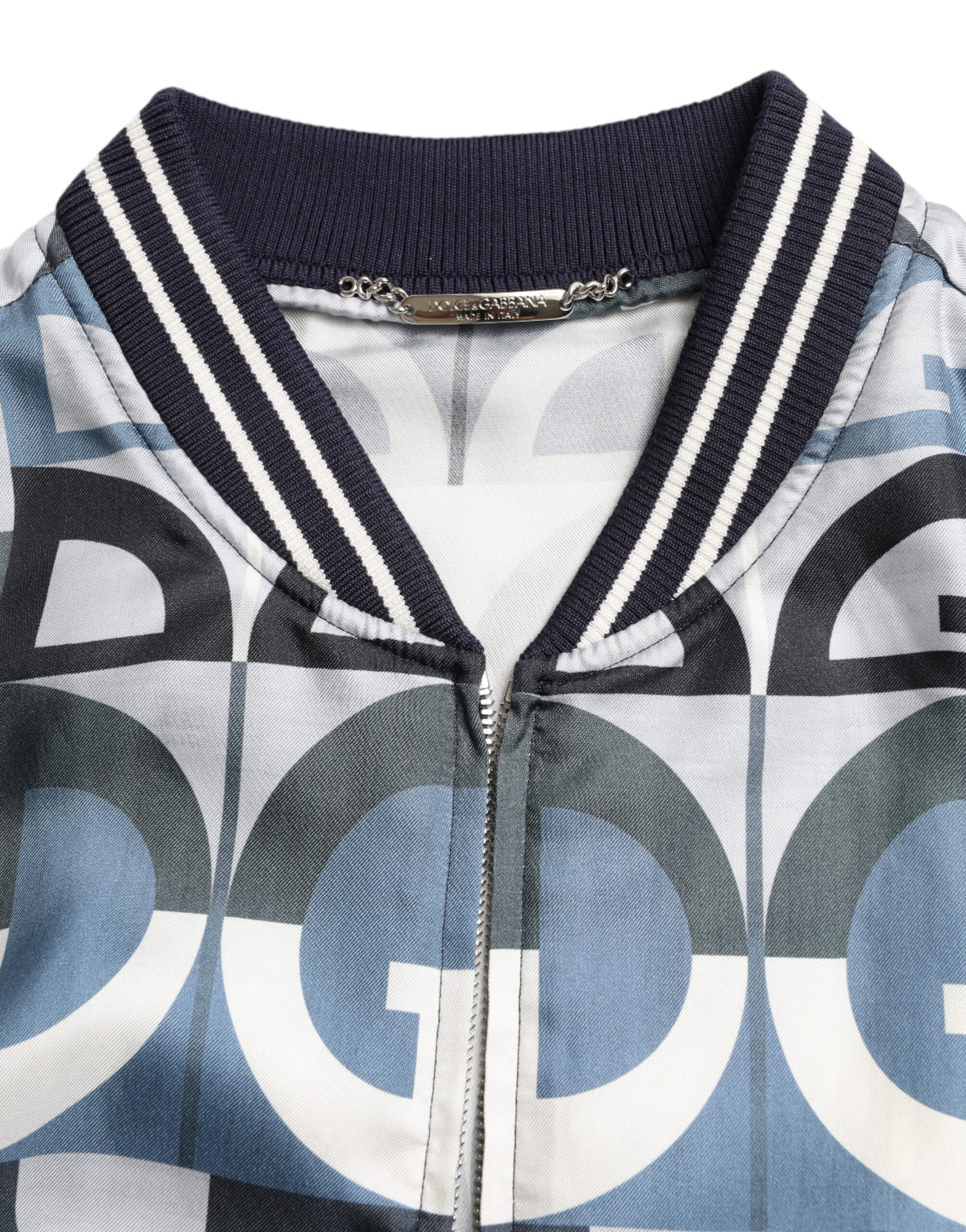 Multicolor Logo Print Bomber Blouson Jacket - ventzia