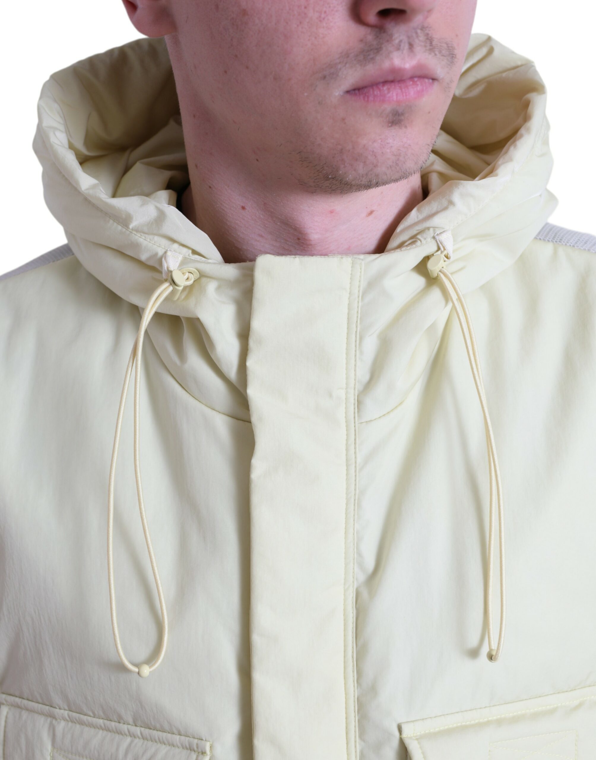 Yellow Nylon Hooded Sportswear Vest Jacket - ventzia