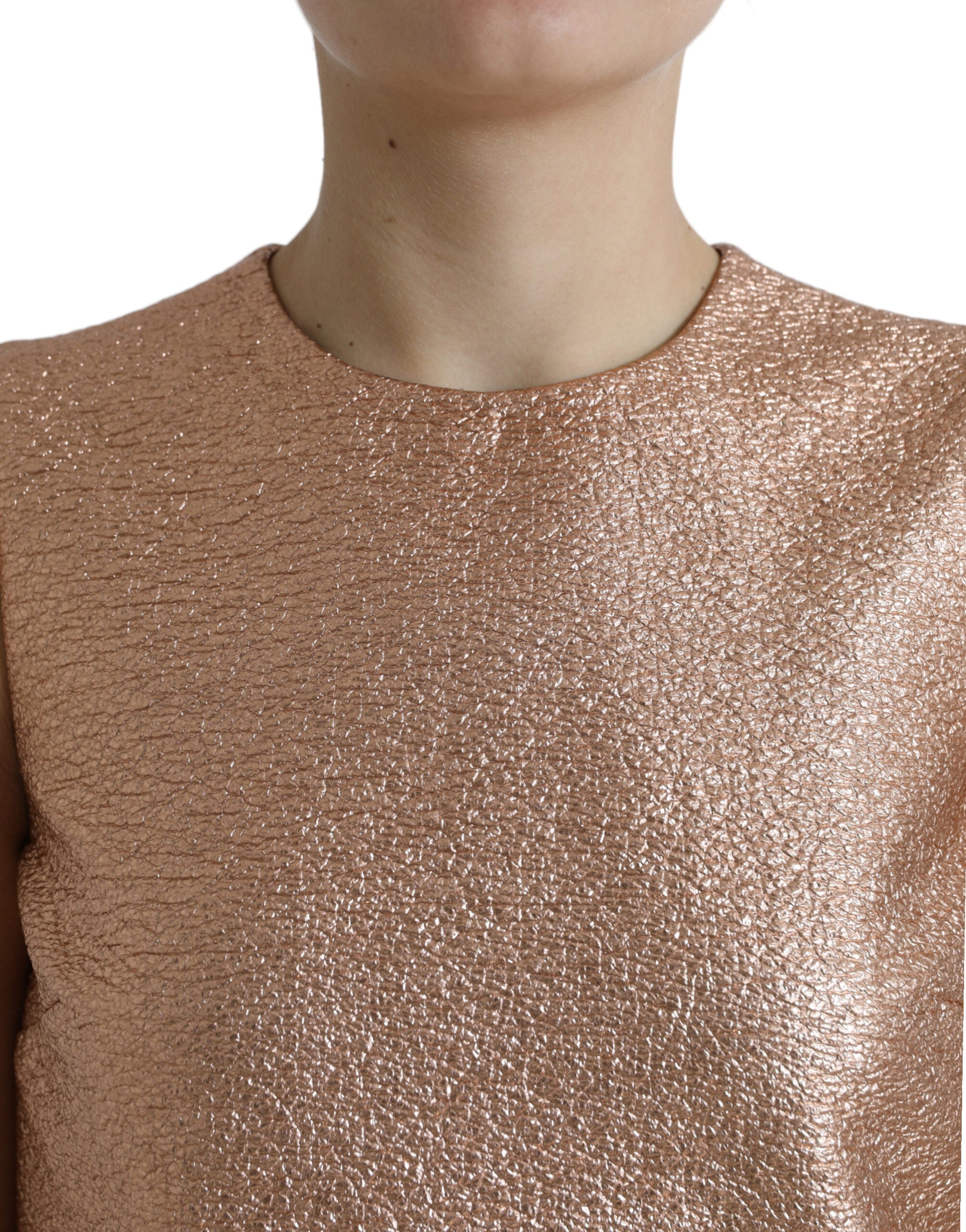 Pink Jacquard Sleeveless Shift Mini Dress - ventzia