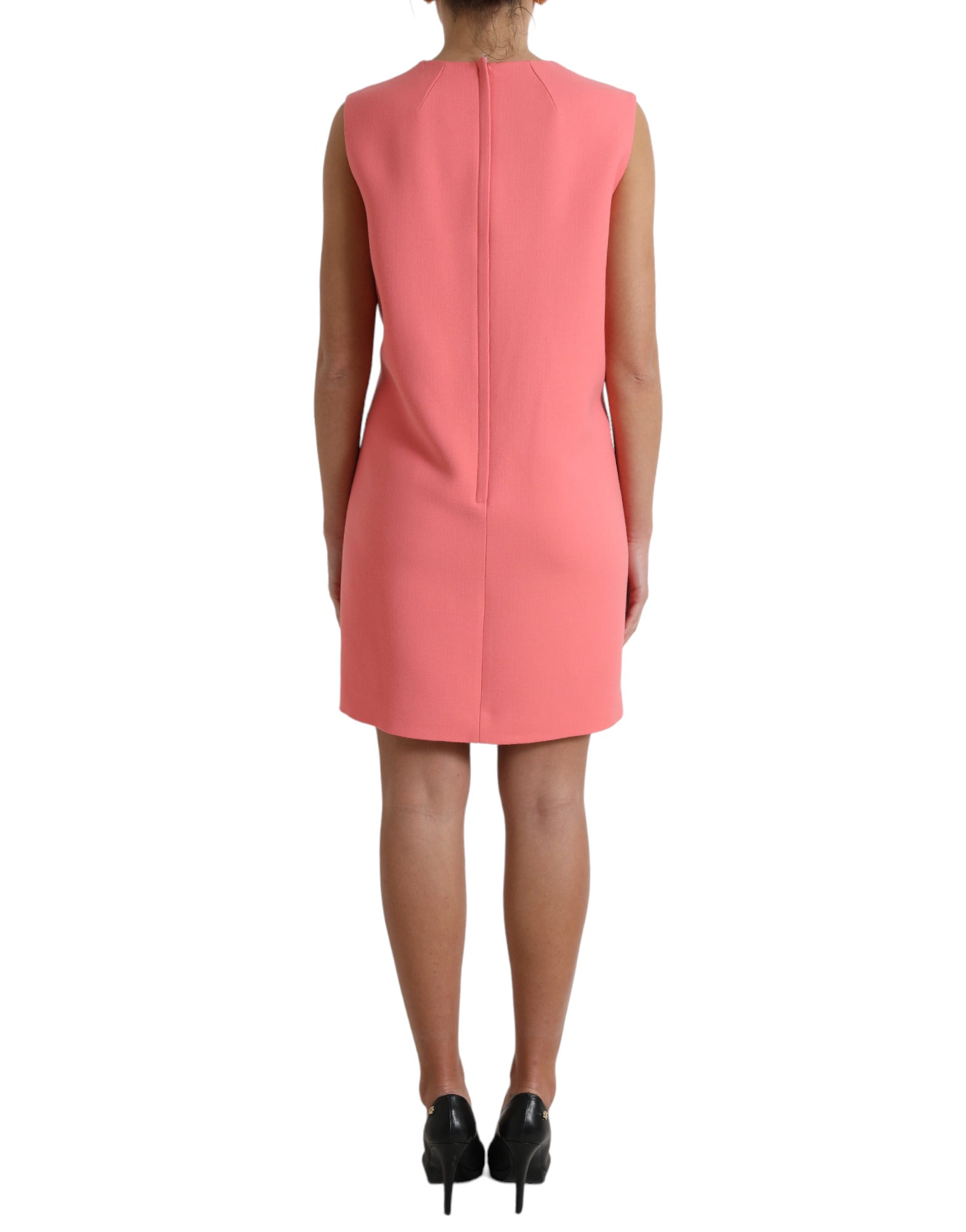 Pink Virgin Wool Sleeveless Mini Dress - ventzia