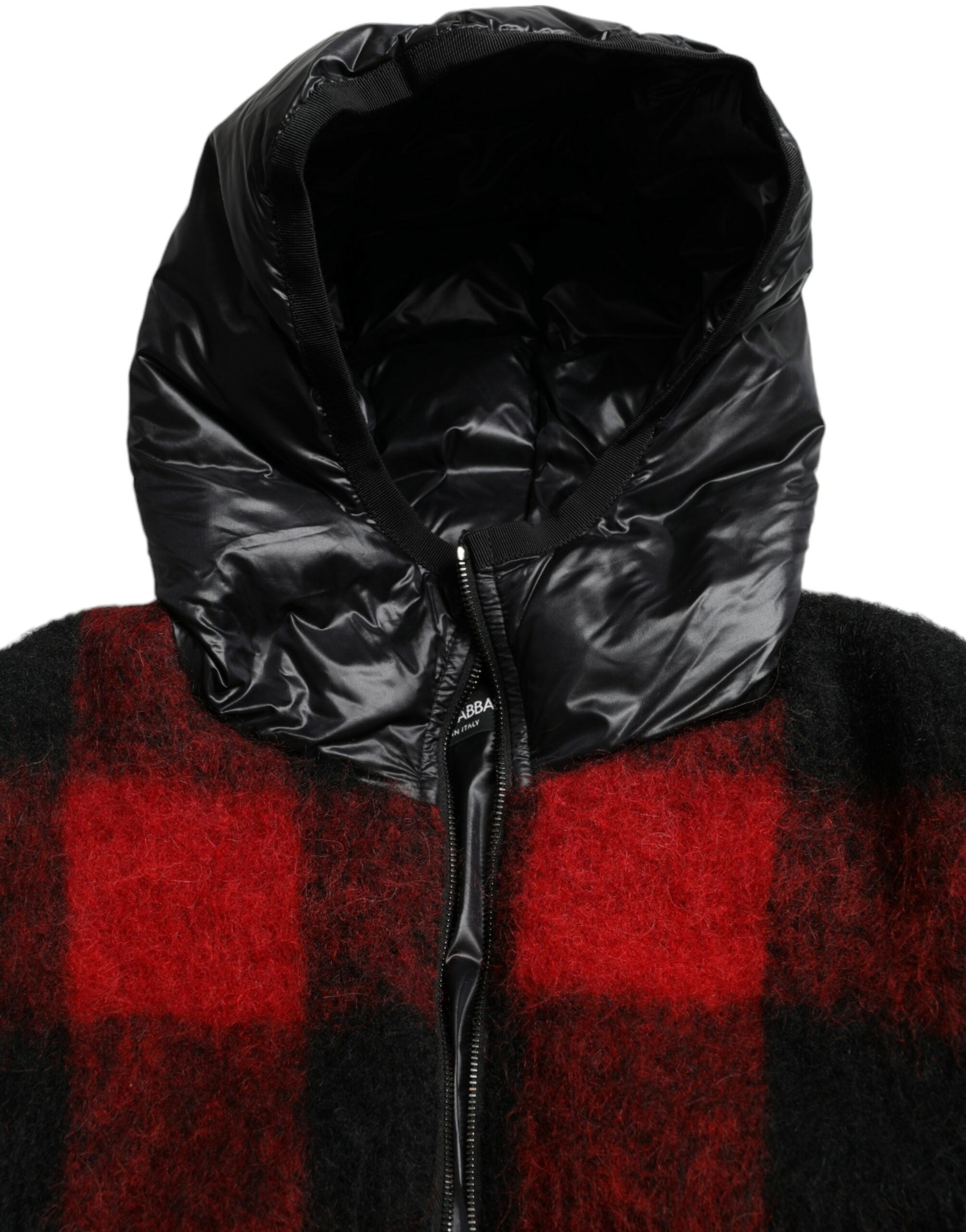 Black Red Buffalo Check Hooded Poncho Jacket - ventzia