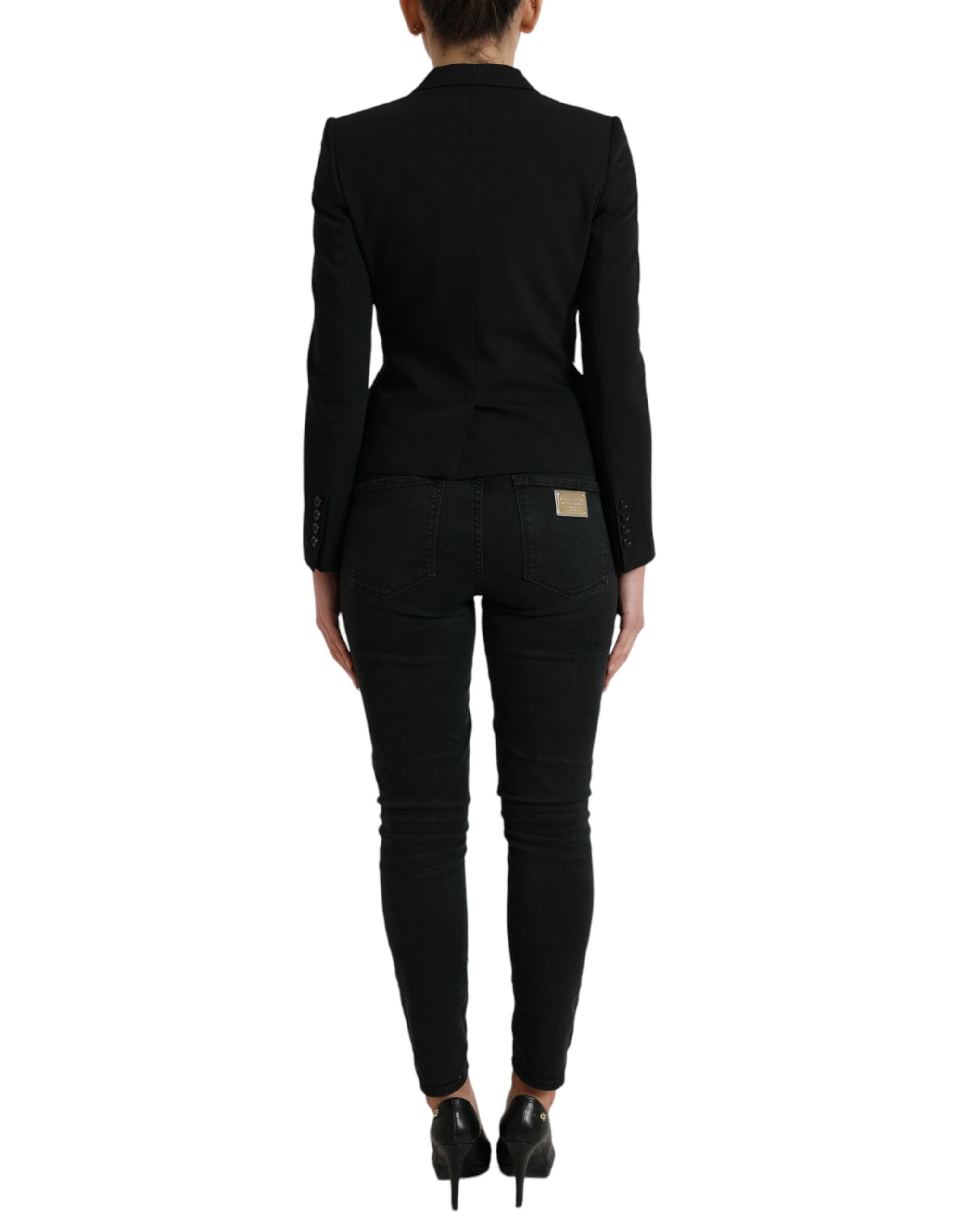 Black Wool Single Breasted Blazer Coat Jacket - ventzia