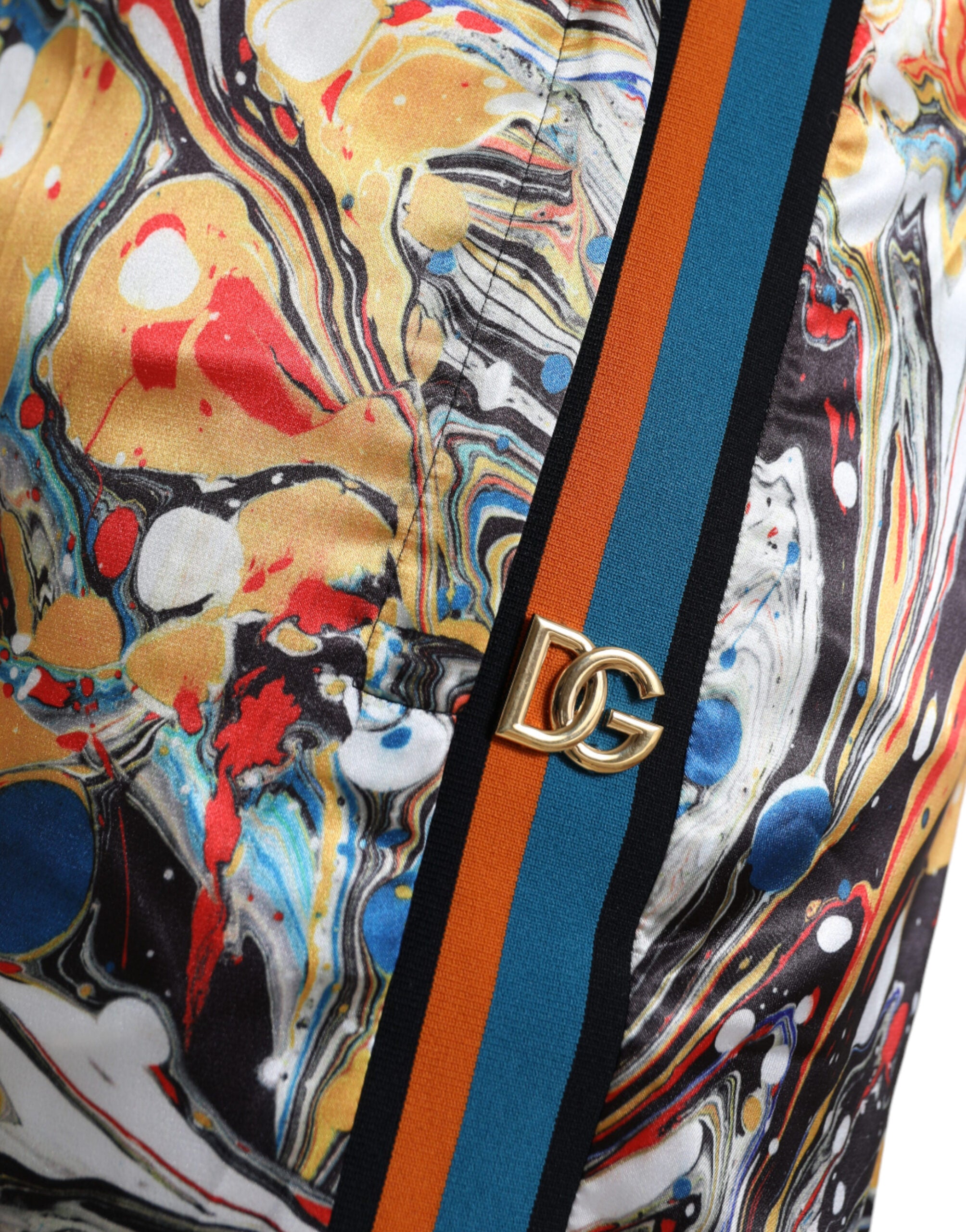 Multicolor Marble Print Satin Pants - ventzia