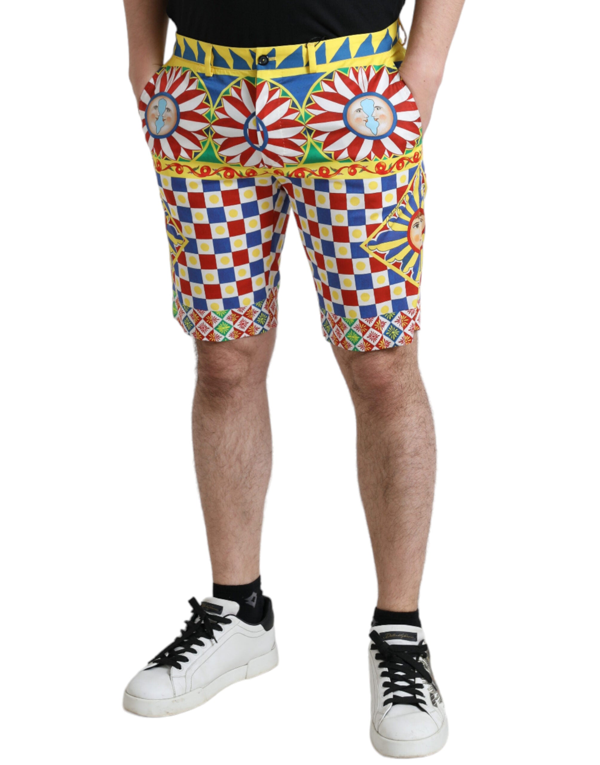 Multicolor Carretto Print Men Bermuda Shorts - ventzia