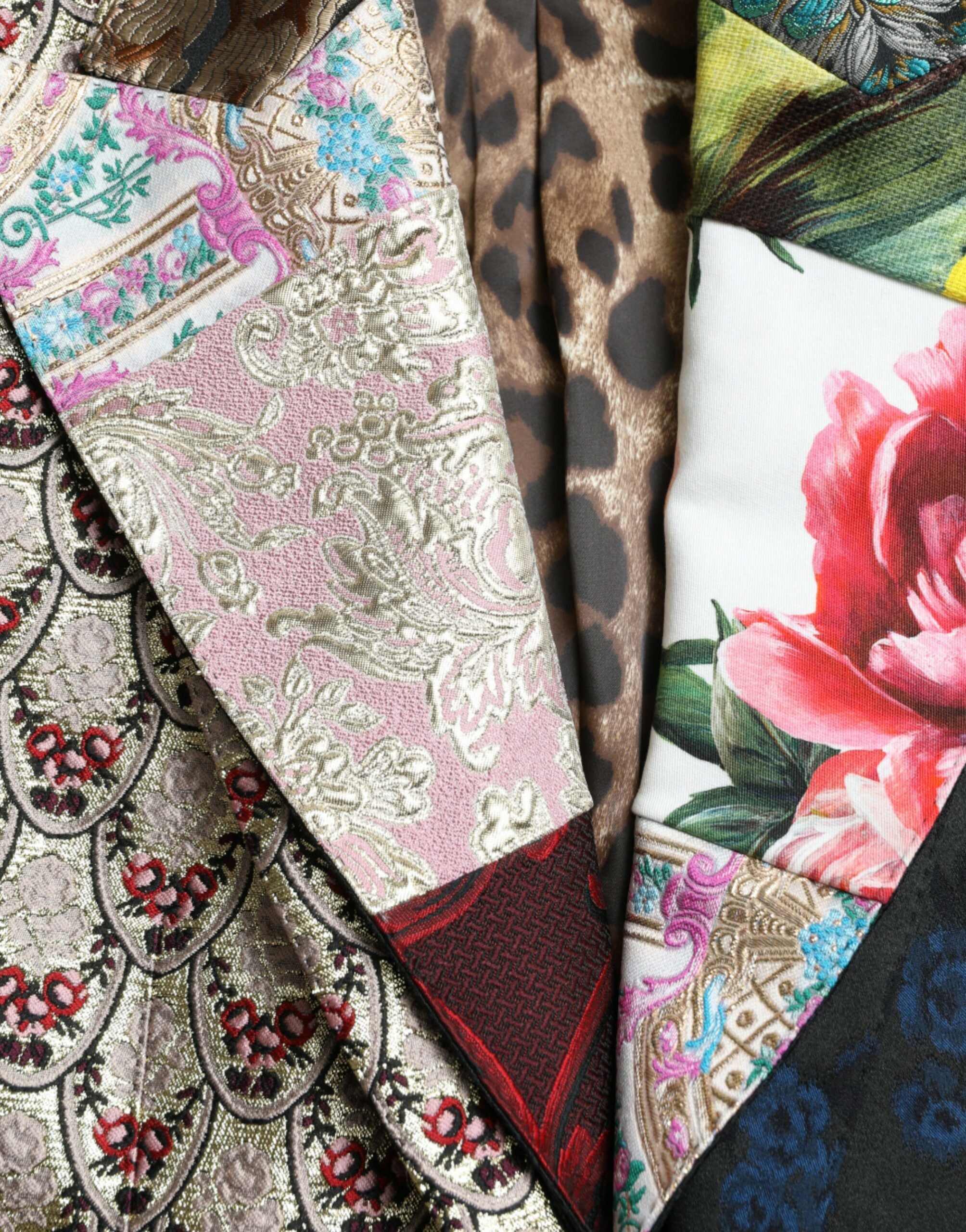 Multicolor Floral Patchwork Jacquard Jacket - ventzia