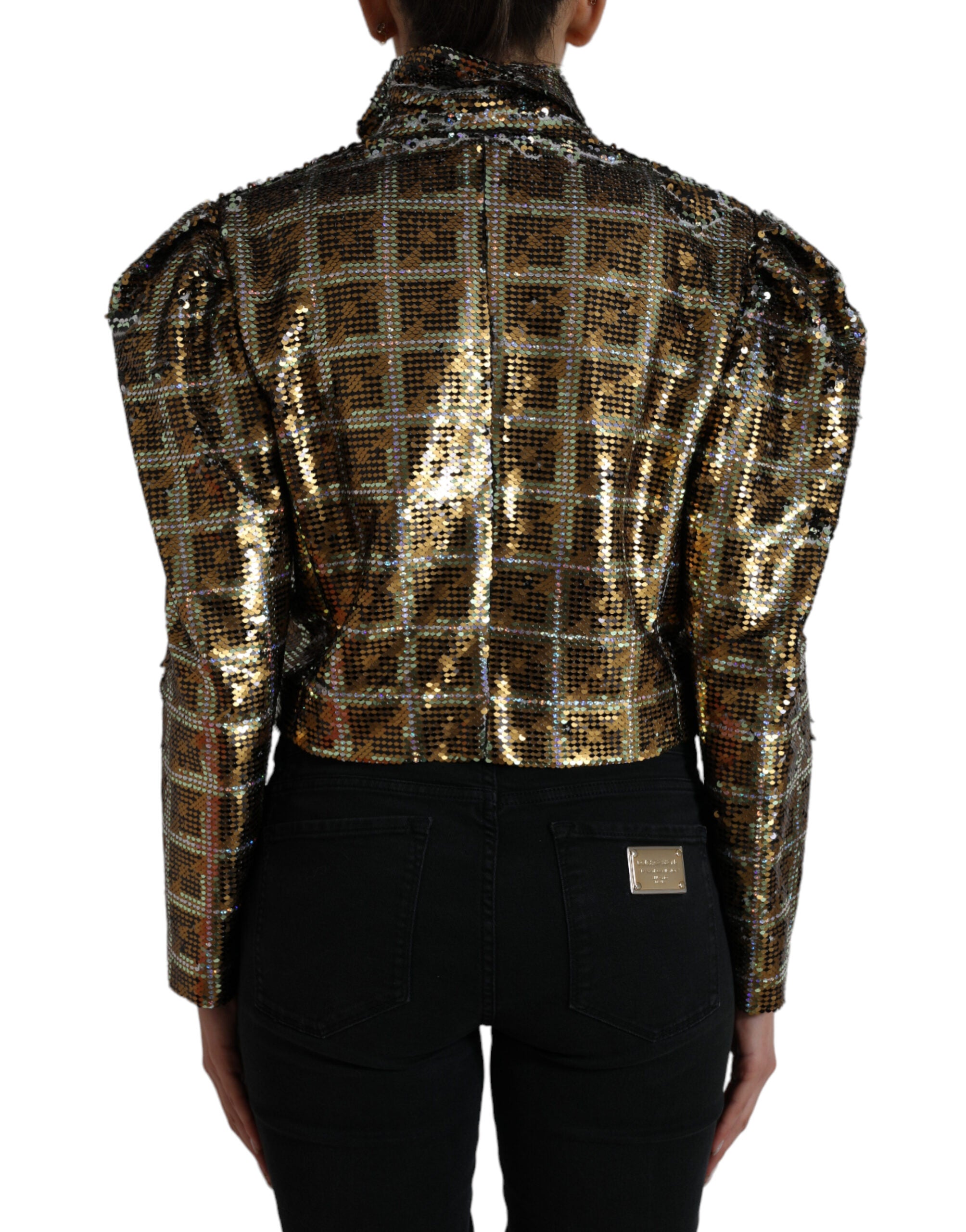 Multicolor Polyester Sequined Cropped Jacket - ventzia