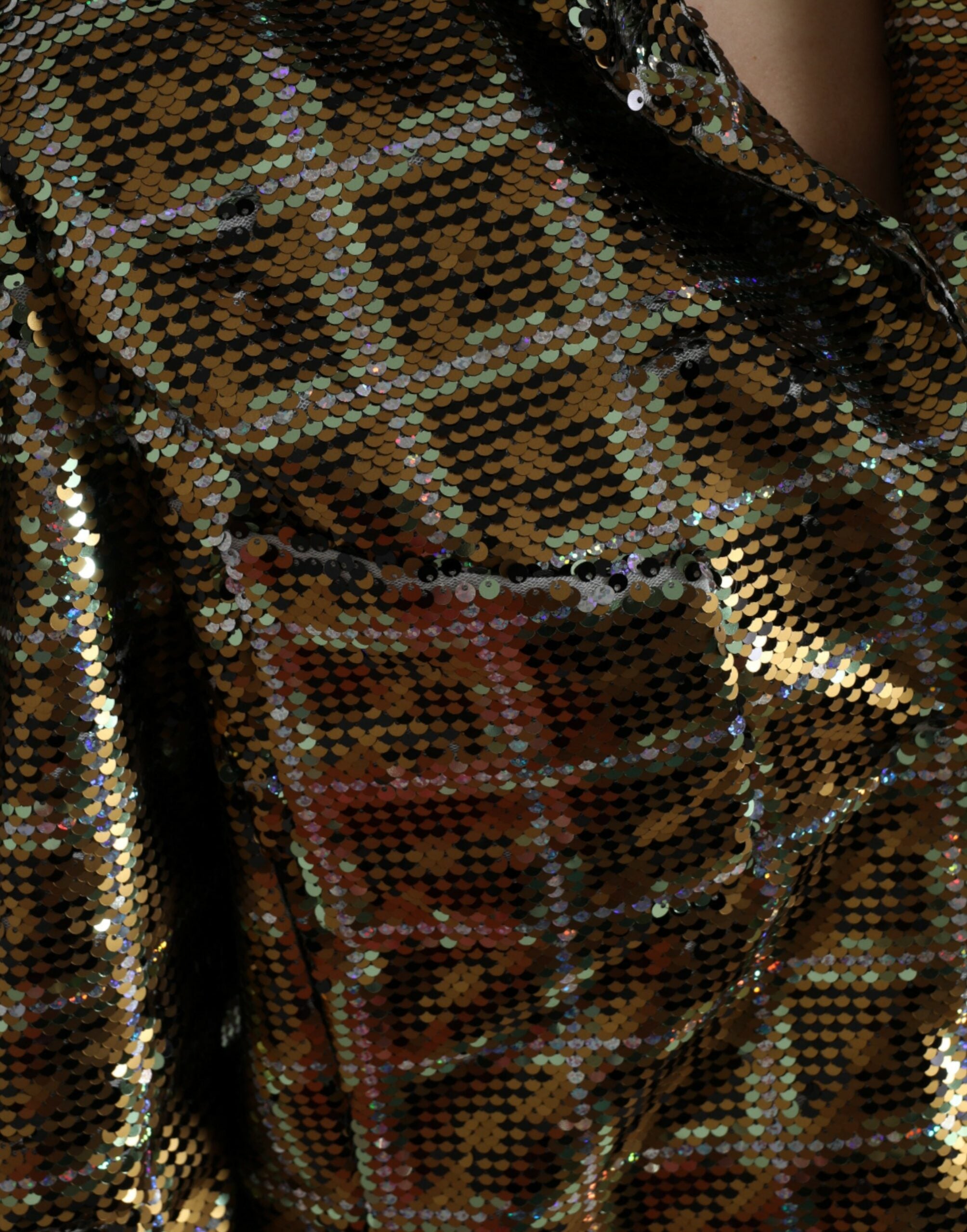 Multicolor Polyester Sequined Cropped Jacket - ventzia